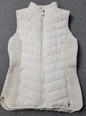 Joules Women s Quilted Puffer Vest US 4 Cream Winter White Zip Front