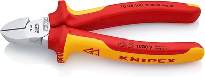 Knipex 70 06 160 VDE-Tested 160mm Chrome Diagonal Cutter with Multi-Grip