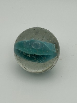 Blue Cat's eye Marble  Shooter Boulder 4 vane Marble King 1950s Nice