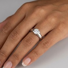 Platinum Solitaire Engagement Ring Classic 1.31 CT Round Lab-Grown Diamond F VS2