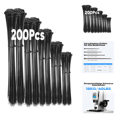 Kabelbinder Set 200 Stück Highwings Nylon 100-300 mm Selbst