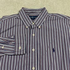 Polo Ralph Lauren Shirt Mens XL Blue Stripe Long Sleeve Button Down Cotton USA