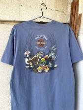 Vintage Y2K Harley Davidson Looney Tunes Warner Bros Taz T-Shirt Size L Blue