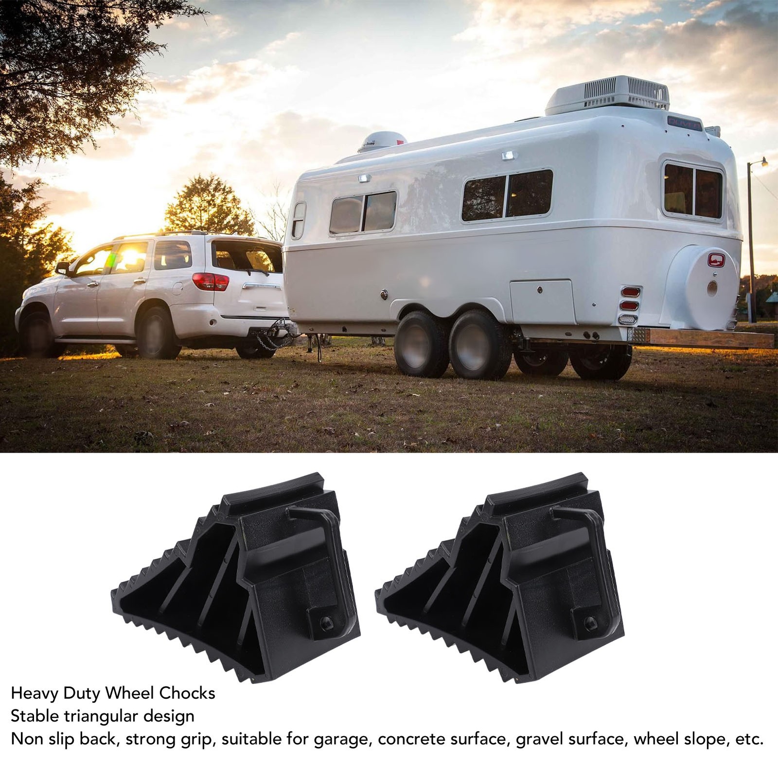 Tire Chock Wheel Chocks 2pcs Portable For Travel Trailer Campers Truck