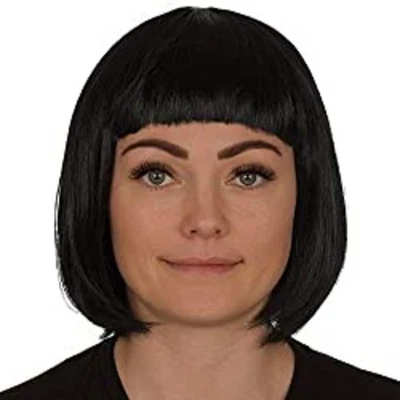 BEFATE BLACK BOB CHEAP WIG SHORT FRINGE BANGS CHIN LENGTH 6 INCH RIHANNA EDNA VELMA