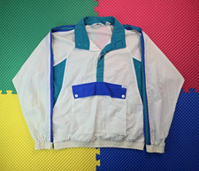 Christian Dior Monsieur Vintage Teal White 1/2 Button Windbreaker Jacket Mens S