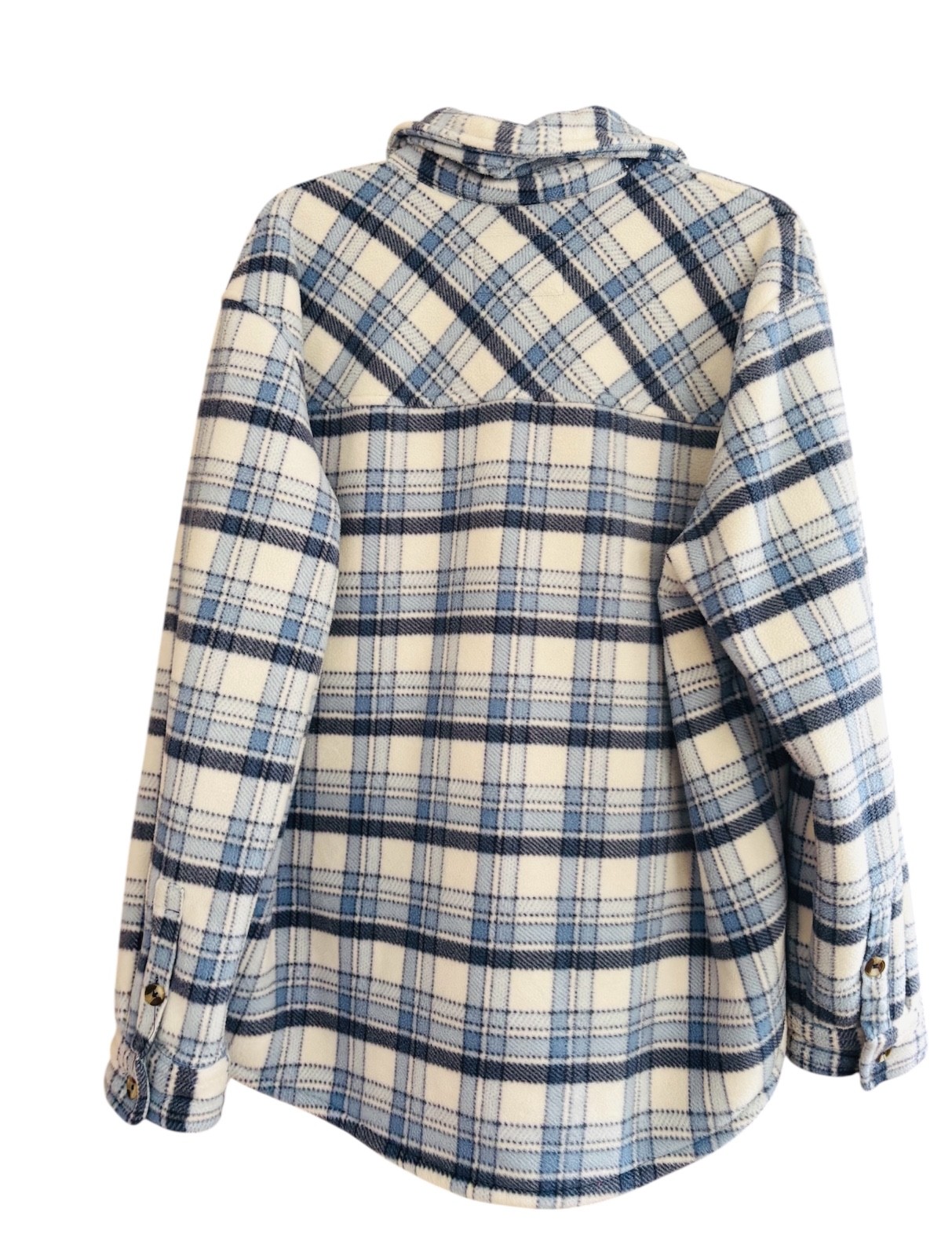 Sage Collective Sherpa Lined Shacket Sz XL Blue Plaid Flannel Jacket Casual Cozy
