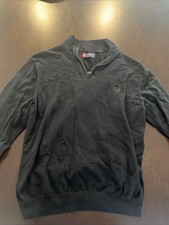 CHAPS Men's Long Sleeve Black 1/4 Zip Mock Neck Pull Over Knit Sweater Medium