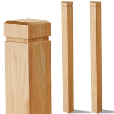 2 Pcs 3.5 X 48 Inch Solid Red Oak Stair Newel Post with a Single Groove Notched 