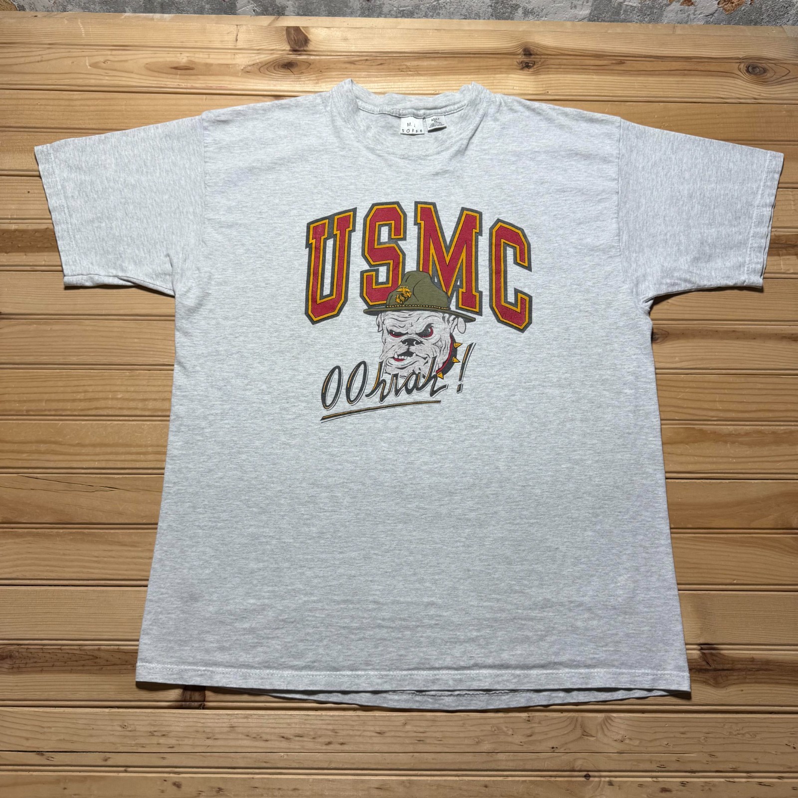 Vintage 90s USMC Marine Corps American Bulldog Mascot Graphic T-Shirt USA - XL