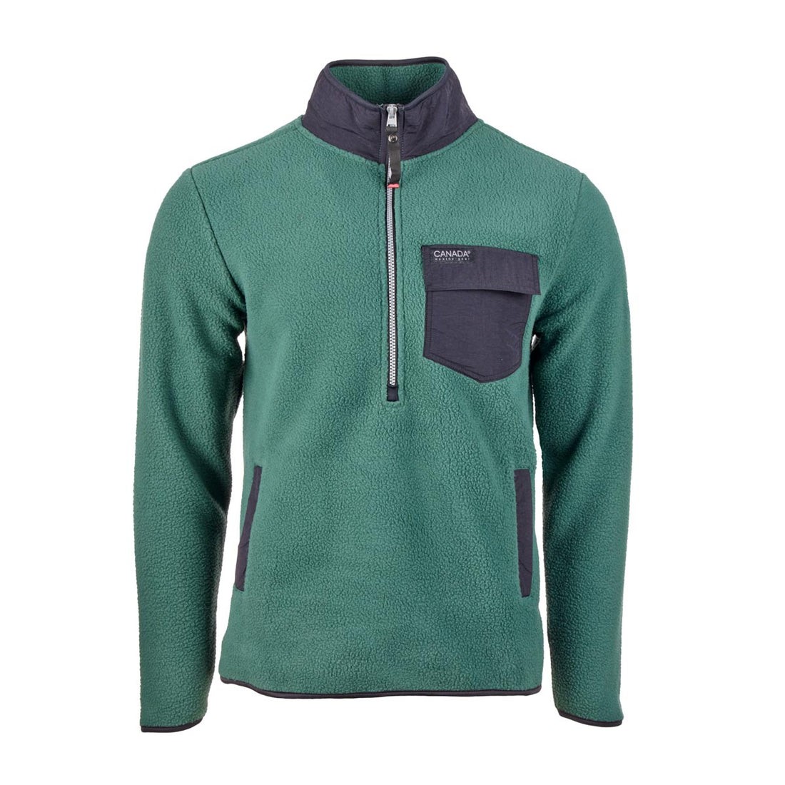 CANADA WEATHER GEAR МУЖСКАЯ ОДЕЖДА ИЗ ФЛИСА С ВЫСОКИМ ВОРСОМ И ПУШКОМ НА МОЛНИИ 1/4 - РАЗМЕР:ДЛЯ МУЖЧИН XL - PINENEEDLE