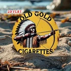 2D Flat, 1pc Vintage Old Golden Cigarettes Tin Metal Signs - Native American Ima