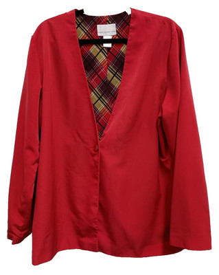 Susan Graver Style Jacket Womens Large Red One Button Office Minimalist Academia