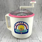 Donvier Premier Ice Cream Maker Frozen Dessert Pink 1 Pint Hand Crank