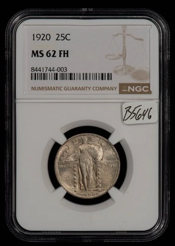 1920 25c Standing Liberty Silver Quarter - PQ - Full Head - NGC MS 62 FH - B5646