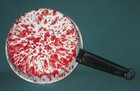 RED WHITE SPLATTER GRANITE WARE SKILLET  8" VINTAGE FARMHOUSE KITCHEN DECOR — photo 1