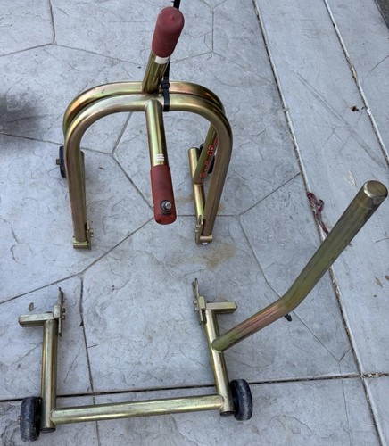 Pitbull Front Head Lift & Rear Motorcycle Stand Combo Set Red Handles