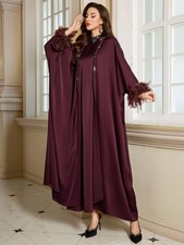 2 Piece Women Muslim Open Abaya Cardigan Long Robes Turkey Maxi Dress Sets Arab