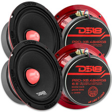 4x DS18 6.5" LED Bullet Mid-Range Speakers - 250W Rms 4-ohm RGB Loudspeakers