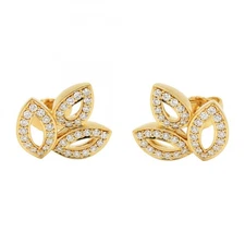 HARRY WINSTON Lily Cluster Mini Pierced Earrings Diamond 18KYG Yellow Gold Used
