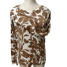 Liz Claiborne Floral Print Knit Top Long Sleeve Button Detail Size S NWT
