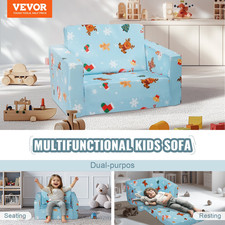Kids Couch, 2-in-1 Toddler Chairs Comfy, Sky Blue