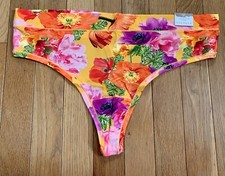 Plus Size 22/24 Lane Bryant Cacique Comfort Bliss Thong Orange Tropical Flowers