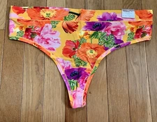 Plus Size 22/24 Lane Bryant Cacique Comfort Bliss Thong Orange Tropical Flowers