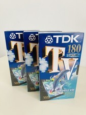3 TDK VHS Video Tape Cassettes Sealed Blank New 180 3H Vintage E-180TVED