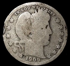 1909-D 25C Barber Quarter 90% Silver m3117uat