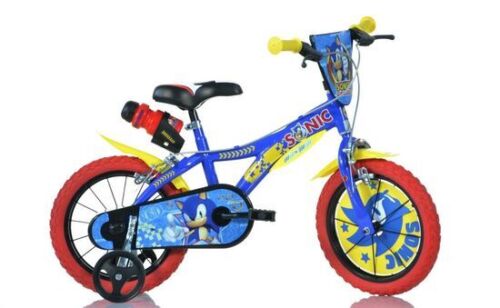 Dino Sonic Kids Bike 16" Wheel Cycling Bicycle Single Speed - Blue Yellow - Picture 1 of 4