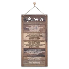 Christian Decor, Psalms 91 Sign, Decorative Wall Plaque, Rustic Door Sign wit...