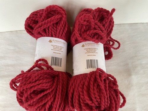 Plymouth Yarn Baby Alpaca Grande Yarn Red 2050 Lot 27169 2 Skeins NWT - Picture 3 of 3