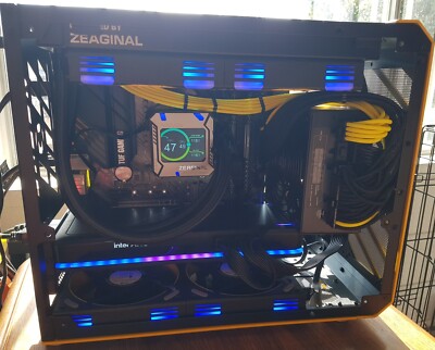 Custom Yellow Black M-ATX Gaming PC  - Ryzen 5700X3D / Intel Arc A770