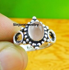 Rose Quartz Gemstone 925 sterling silver handmade Gift ring US size 5 to 10