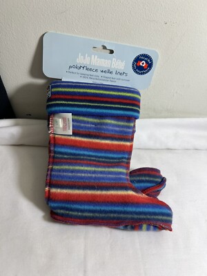 NEW JoJo Maman Bebe Polar Fleece Rainbow WELLIE LINERS 5-6 Kids