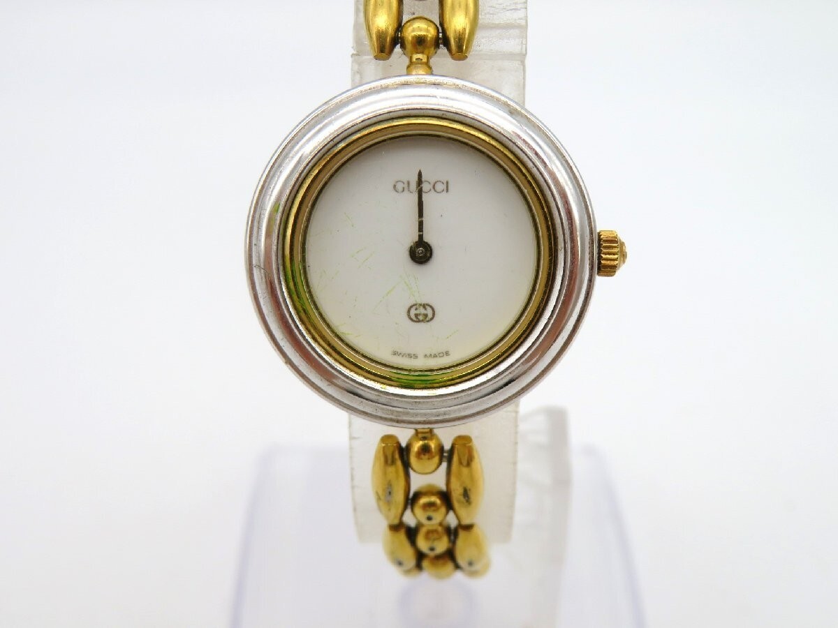 GUCCI 11/12 Change Bezel Vintage Watch White Silver Used Working F/S