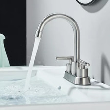 Brushed Nickel Bathroom Kitchen Sink Faucet 3Hole 4in Centerset Vanity Mixer