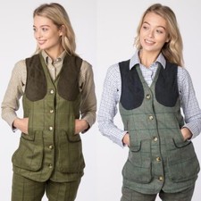 Ladies Waistcoat Check Tweed Shooting Womens Bodywarmer Work Gilet Jacket Rydale