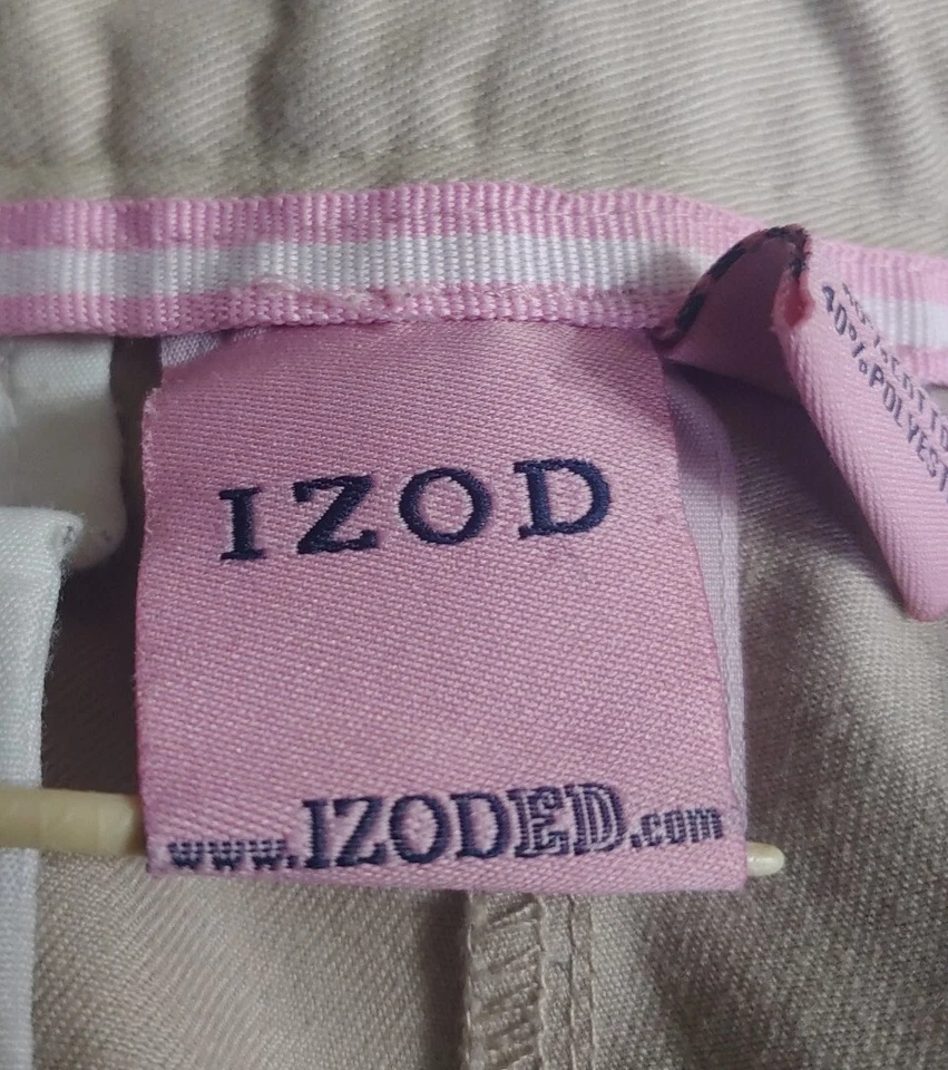 Bermudas Izod Niñas Caqui Talla 12.5 Cintura Ajustable Bolsillos con Cremallera  Foto 3 de 4