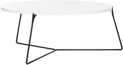 Mae Modern White Lacquer Round Coffee Table for Stylish Living Rooms