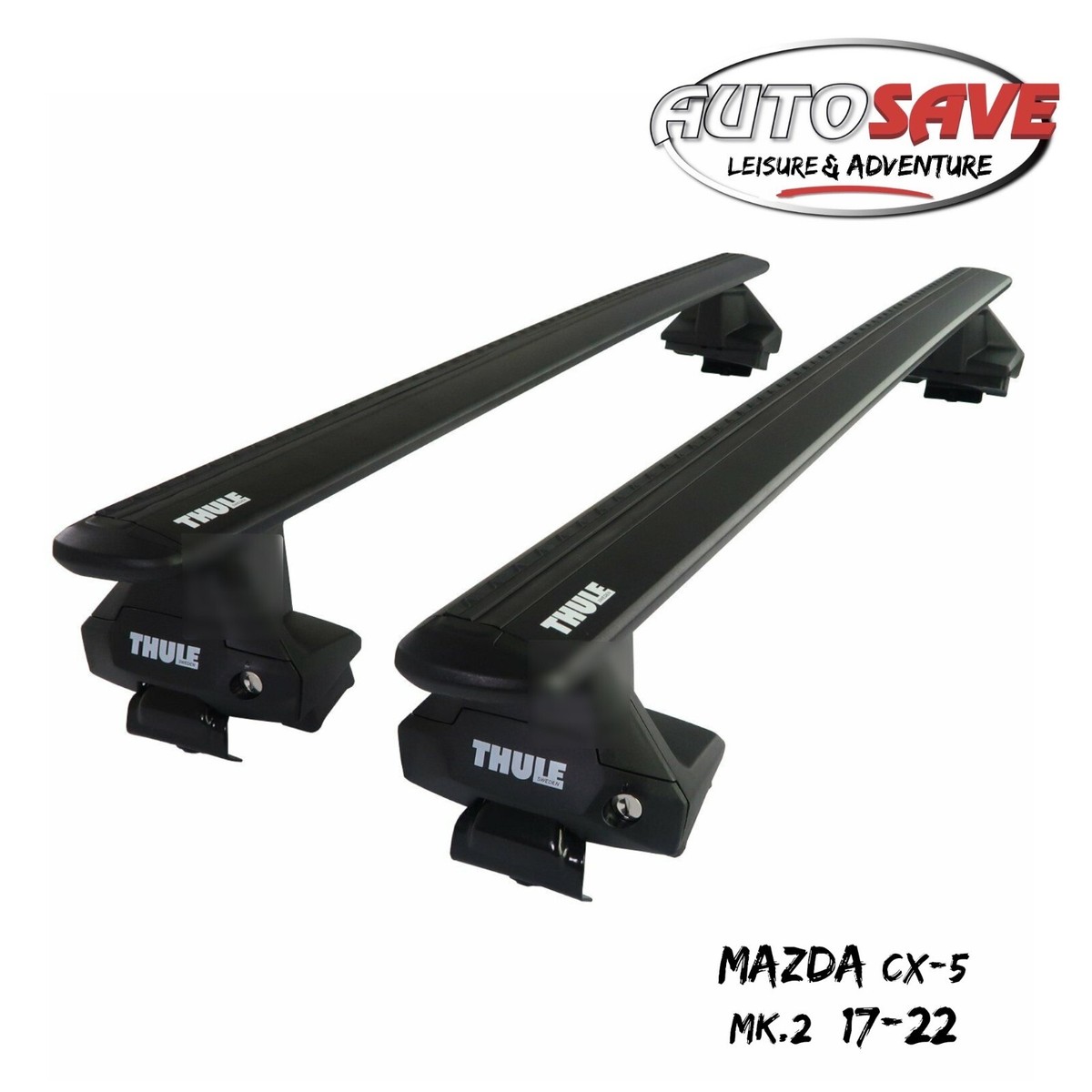 Thule Aluminium WingBar Evo Black Roof Bars Set to fit Mazda CX-5 