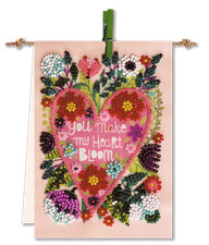 Flags kits with bead embroidery "Happy heart", Pennant Flag Kit