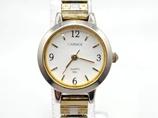 Carriage By Timex Quartz Watch Womens New Battery Two-Tone Expandable Band 20mm