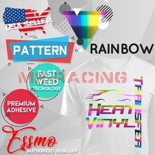 Rainbow Pattern Heat Transfer Vinyl HTV T-Shirt 20" Wide Roll Iron On Heat Press