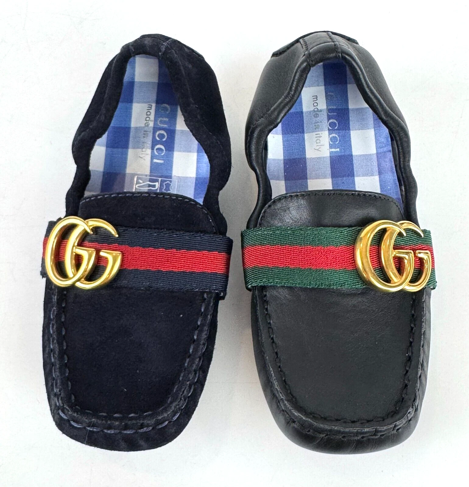 Chaussures mocassins Gucci neufs enfants garçon MisMatch taille 9 8 US 25 24 EU noir bleu GG