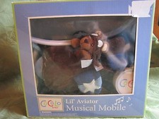 Cocalo Baby Navy Brown Nursery Decor Crib Musical Mobile Lil Aviator Rare New