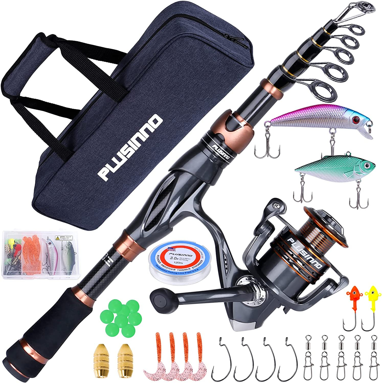 Fishing Rod and Reel Combos, Bronze Warrior Toray 24-Ton Carbon Matrix Telescopi