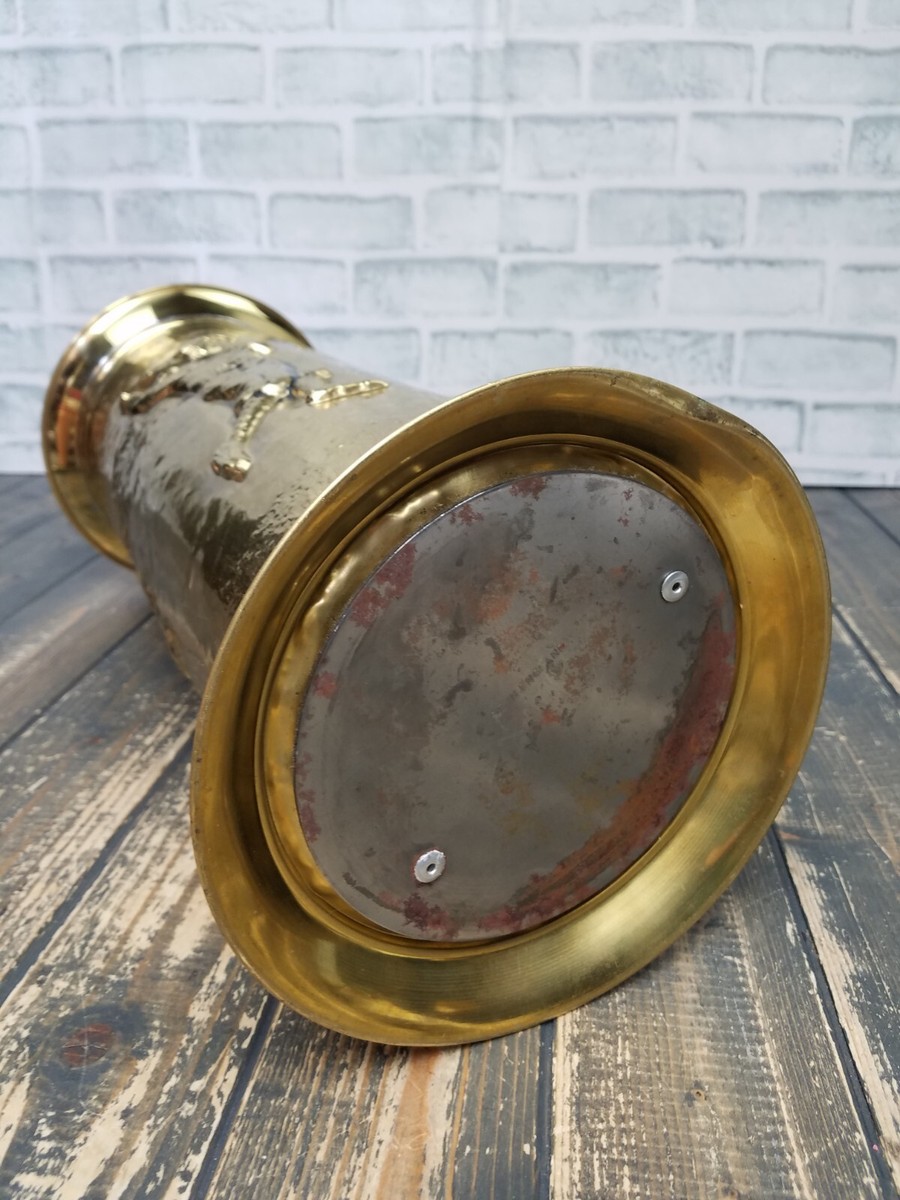 Vintage Brass Umbrella Cane Stand England Embossed Golf