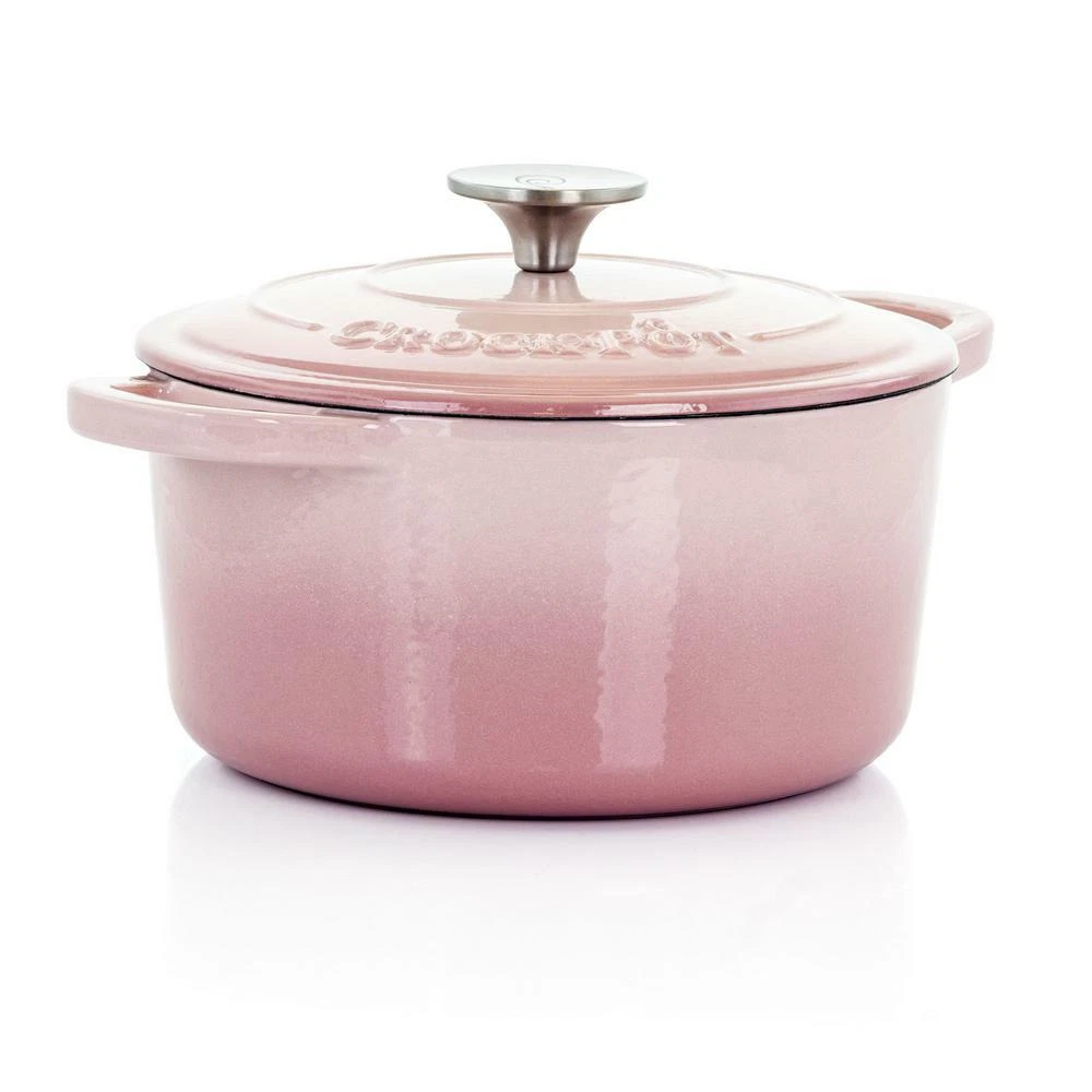 Crock-Pot Dutch Oven Enameled Cast Iron Nonstick Blush Pink Corrosion Resistant